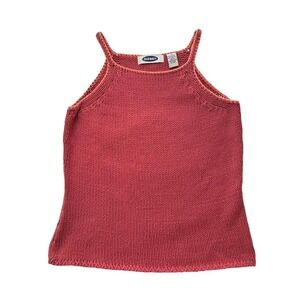 VTG Y2K XSmall Crochet Open Knit Tank Top Pink  Cotton Boho Festival Cottage